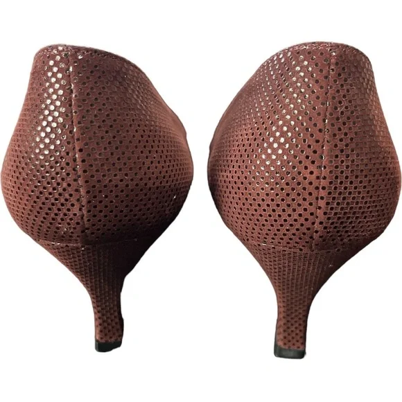 Bruno Magli Vintage Women's Brown Leather Dotted Pumps Heels Shoes Italy 8B - Picture 6 of 10